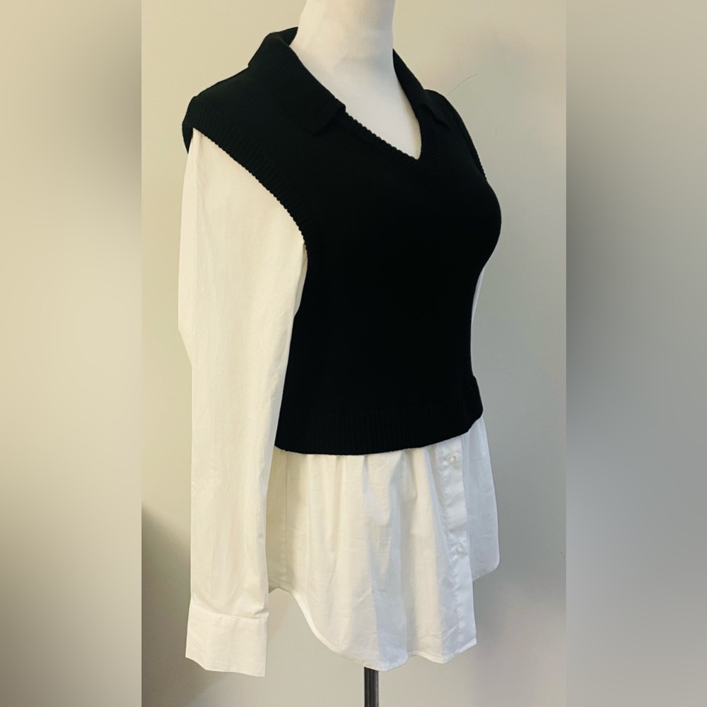 New! PISTOLA SOFIA V-NECK COLLARED VEST ATTACHED SHIRT SIZE SMALL - Picture 10 of 14